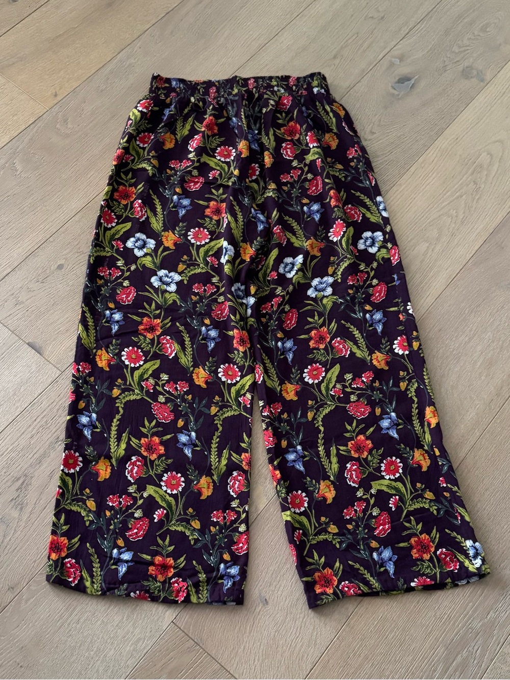 Angie Boho Red Floral Wide Leg Pants Size Small - Picture 8 of 8